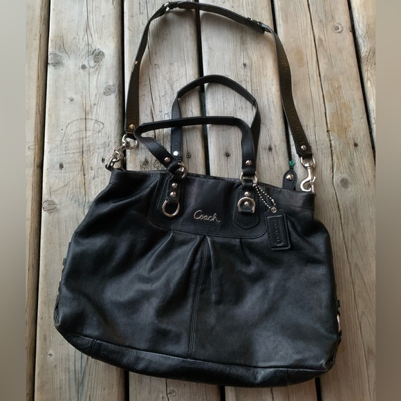 Coach Handbags - Coach Ashley Black Leather Satchel Purse